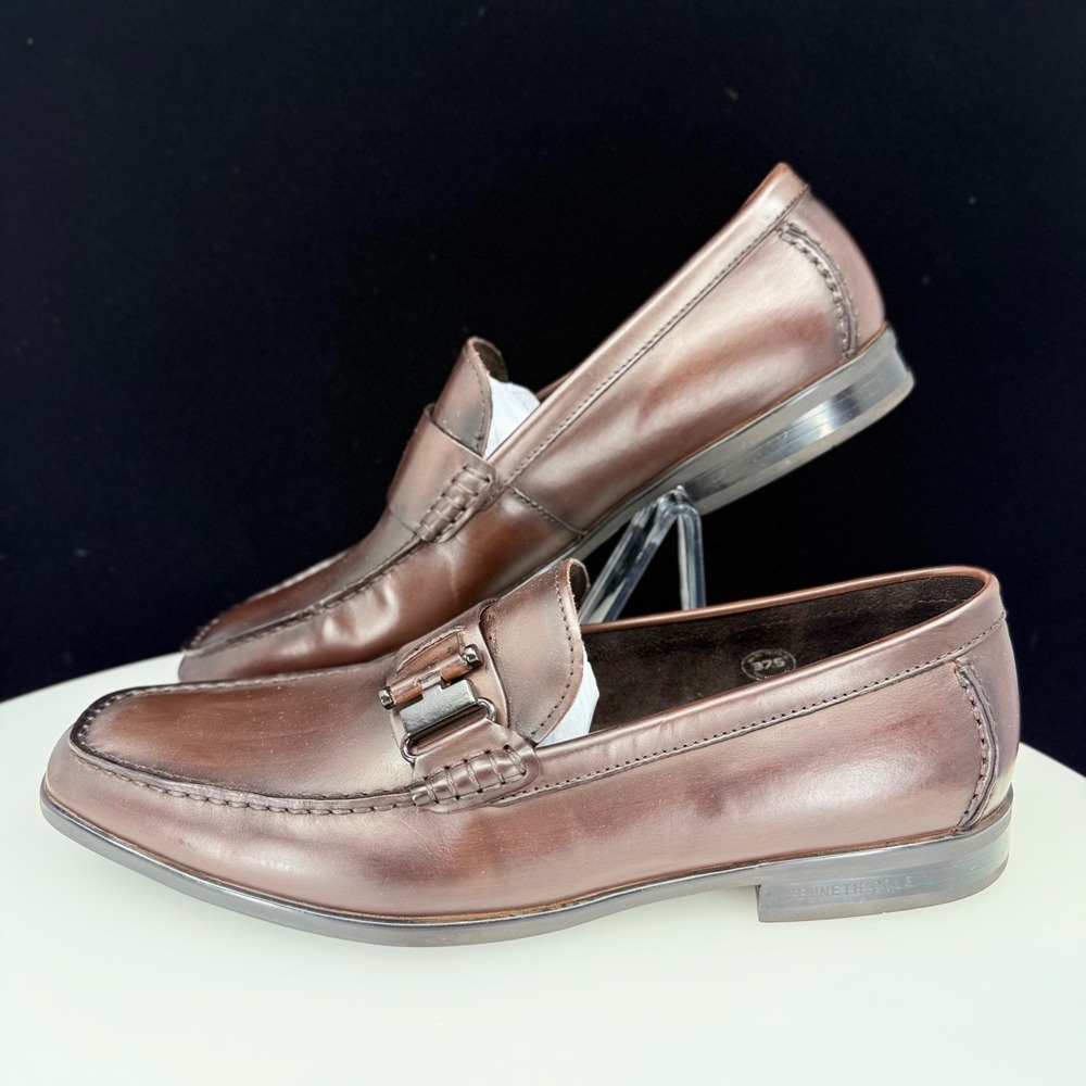 Kenneth Cole Aaron Slip On Men 8 Brown New Leather Bit Loafer KMS9046LE